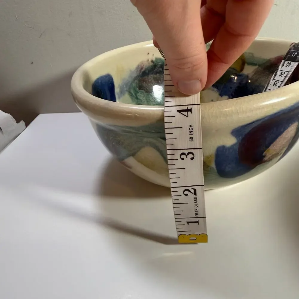 D.K. Clay Pottery of the Carolinas Artisan Studio Painted Pottery Bowls Set of 2
